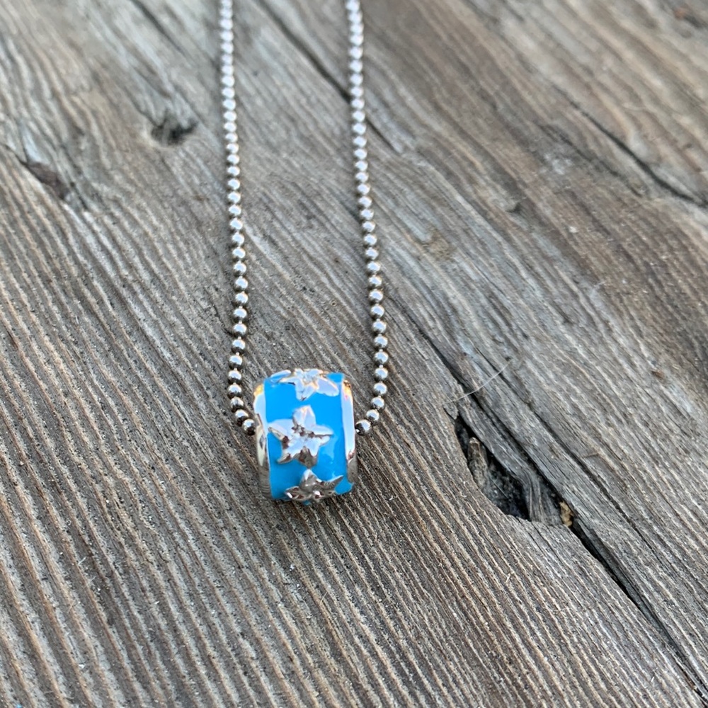 Blue Hawaiian Hibiscus 🌺 Barrel Slide Necklace